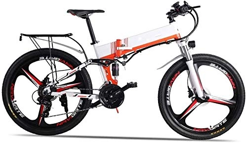 Electric Bike : RVTYR Electric Bike - Folding Portable eBike For Commuting Leisure Front Rear Suspension, Pedal Assist Unisex Bicycle, 350W / 48V electric bike