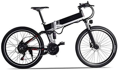 Electric Bike : RVTYR M80 500W 48V10.4AH Electric Mountain Bike Full Suspension folding electric bike (Color : 500w+Spare Battery)