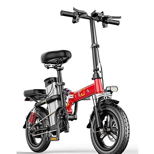 Electric Bike : RVTYR Wenore Electric Bicycle Smart Folding Electric Bike 14Inch Mini Electric Bicycle 48V30A / 32A LG Lithium Battery City Ebike 350W Powerful Mountain Ebike hybrid bikes mens (Color : Red)