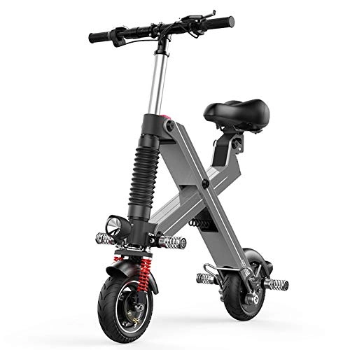 Electric Bike : RXRENXIA Electric Bike, Exquisite Appearance Aluminum Alloy Frame Lithium Battery Moped Mini And Small Folding Lithium Battery for Men And Women, Gray