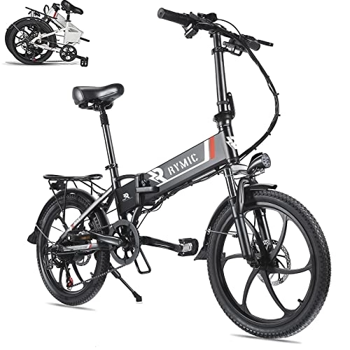 Electric Bike : Rymic 20'' Folding Electric Bike, with Removable 48V 10.4Ah Lithium Battery for Adults, 7 Speed Shifter Electric City Bicycle Handle LCD Meter Quick Delivery