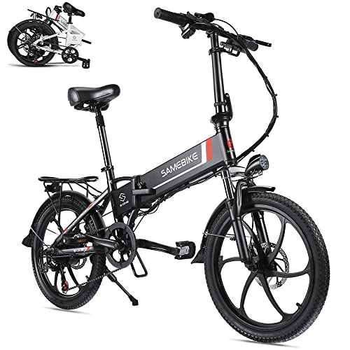 Electric Bike : Rymic Folding 20'' Electric City Bike for 250 / 350W Motor, with Removable 48V 10.4Ah Lithium Battery for Adults, 7 Speed Shifter Electric Bicycle Handle LCD Meter Quick Delivery (Black)