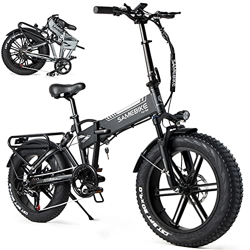 Electric Bike : Rymic Folding Electric Bike for Adults, 250W 26'' Larger Tire Electric Bicycle with Removable 48V 10.4Ah Lithium Battery for Adults, 7 Speed Shifter Electric Bicycle Handle LCD Meter (Black)
