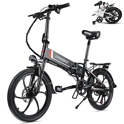 Electric Bike : Rymic Modern Folding 20'' Electric Bike, with Removable 48V 10.4Ah Lithium Battery for Adults, Folding E-Bike with 7 Speed Shifter Electric Bicycle Handle LCD Meter Quick Delivery