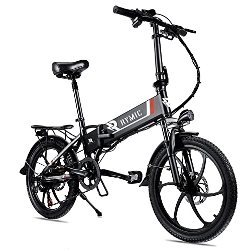 Electric Bike : Rymic Premium 20'' Folding Electric Bike, with Removable 48V 10.4Ah Lithium Battery for Adults, 7 Speed Shifter Electric City Bicycle Handle LCD Meter Quick Delivery