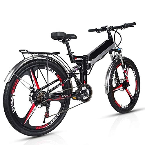 Electric Bike : RZBB Electric Bike 48V 350W 10.4Ah Mens Mountain Ebike 21 Speeds 26" Bicycle Snow Bike Pedals With Disc Brakes And Suspension Fork