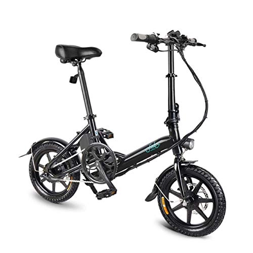 Electric Bike : RZBB Electric Bike Folding For Adult, E-Bike, 14Inch Scooter Electric With Led Headlight, 7.8Ah Folding Electric Bicycle With Disc Brake, Up To 25 Km / H Black