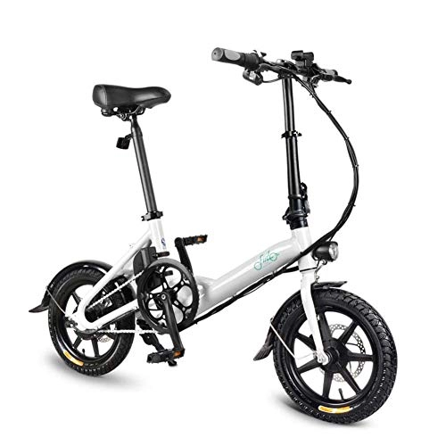 Electric Bike : RZBB Electric Bike Folding For Adult, E-Bike, 14Inch Scooter Electric With Led Headlight, 7.8Ah Folding Electric Bicycle With Disc Brake, Up To 25 Km / H White