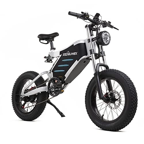 Electric Bike : RZOGUWEX Electric Bicycle，20 Inch Off-Road EBIKE for Adults with 48V 25AH Detachable Lithium Ion Battery, 7 Speed Mountain Bike with Dual Shock Absorbers and Brush-less Motor