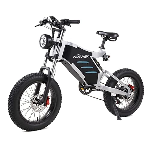 Electric Bike : RZOGUWEX Electric Bicycle，20 Inch Off-Road EBIKE for Adults with 48V 25AH Detachable Lithium Ion Battery, 7 Speed Snow Bike with Dual Shock Absorbers and Brush-less Motor