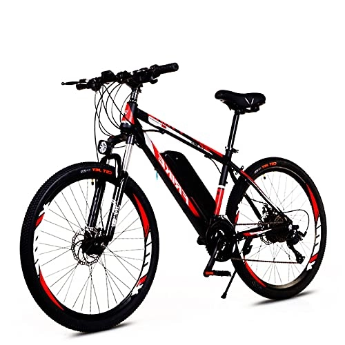 Electric Bike : S HOME 21-speed Black-red Electric Bicycle, 26 Inches, 36V 8Ah Removable Lithium Battery, 35km / H, Charging Range Up To 35-50km