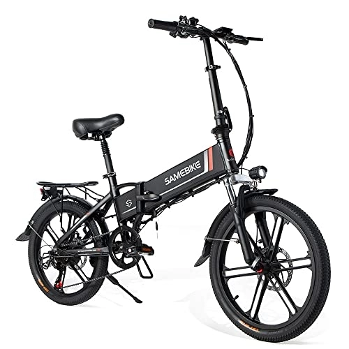 Electric Bike : SAMEBIKE 20'' Electric Bike for Adult, XD30-II Upgrade Version with 48V 10.4AH Removable Lithium-Ion Battery, Folding City Commuter Electric Bicycle (Black)