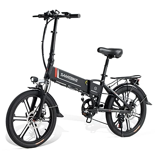 Electric Bike : SAMEBIKE 20LVXD30 20" Folding Electric Bike 48V 10.4Ah Lithium Battery with Remote Control for Adults Folding Electric Bicycle City Commuter Ebike with 7 Speed Gear & LCD Display
