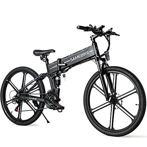 Electric Bike : SAMEBIKE 26'' Elektrofahrrad für Erwachsene, LO26-II Version mit 48 V 10.4AH Herausnehmbarem Lithium-Lonen-Akku, Faltbares City-Pendler-Elektrofahrrad, Shimano 3 * 7S