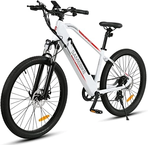 Electric Bike : SAMEBIKE 27.5'' Electric Bike for Adult, MY275 Spoked Wheel Version E-Bike with 48V 10.4AH Removable Lithium-Ion Battery, Professiona Electric Bicycle, Shimano 7-Speed, White