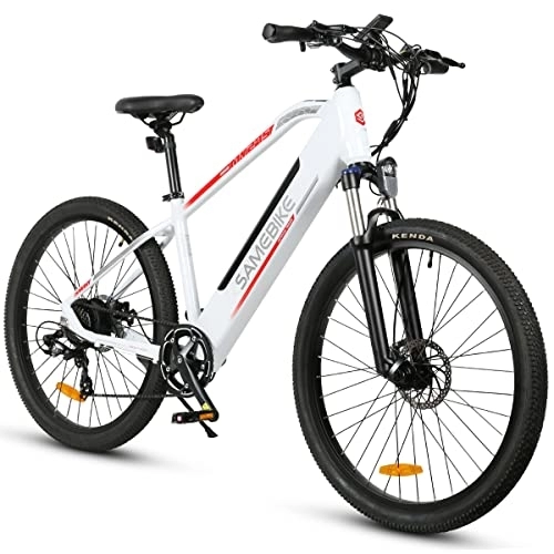 Electric Bike : SAMEBIKE 27.5 inch Electric Bike with 48V 10.4AH Removable Lithium Battery Shimano Professional 7 Speed Gears and LCD Smart Meter, Electric Bike for Adults Mountain Commuter Bike, White