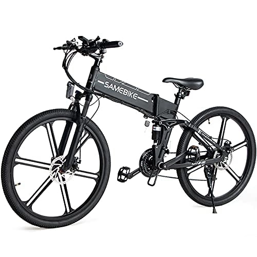 Electric Bike : SAMEBIKE Adult Electric Bike for Adults, 26 inch Ebike Mountain Bike, Foldable Electric Mountain Bike 48V 10AH Electric Bicycles Shimano 21 gears with TFT Color LCD instrument