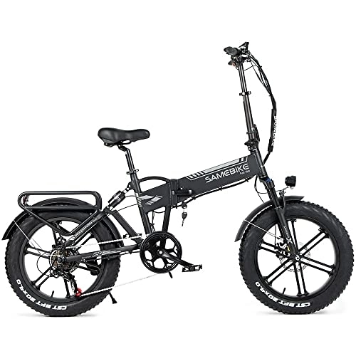 Electric Bike : SAMEBIKE Electric Bicycle 20" Fat Tires Adults and Teens Folding Mountain Bike Ebike 48V / 10.4Ah Shimano 7 Speed