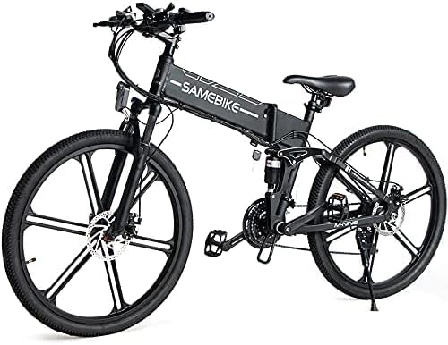 Electric Bike : SAMEBIKE Electric Bicycle for Adults LO26-II 48V 10.4AH Ebike 26 inch Folding Electric Mountain Bikes with SHIMANO 21 Speeds Color LCD Display Black