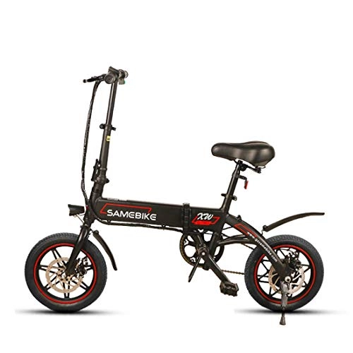 Electric Bike : Samebike Electric Bike 14 Inch 250W Folding E-bike Citybike with 36V 8AH Removable Lithium Battery Electric Bikes for Adults, Super Lightweight Magnesium Alloy 6 Spokes Integrated Wheel (Black)