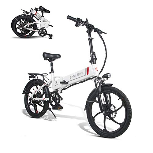Electric Bike : SAMEBIKE Electric Bike 20LVXD30 20" Wheel 48V 10AH Lithium Battery with Remote Control Black White