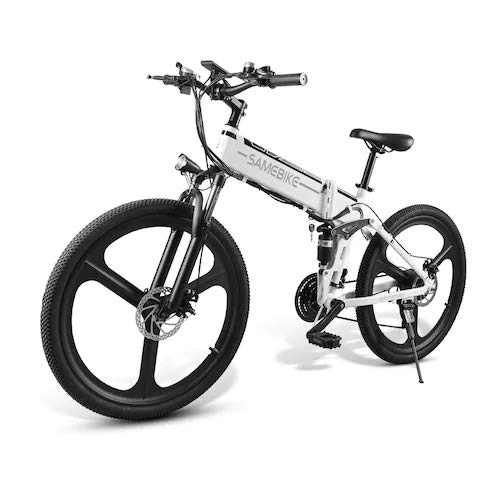 Electric Bike : SAMEBIKE Electric Mountain Bike 26 Inch Wheel Folding Ebike 350W 48V 10AH Electric Mountain Bike for Adults (White)