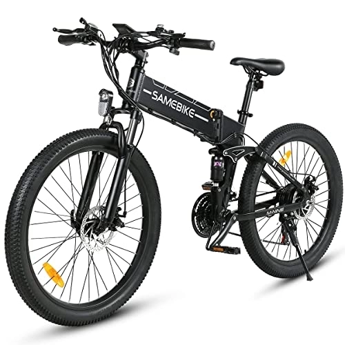 Electric Bike : SAMEBIKE Folding Electric Bicycle for Adults 48V10.4AH Removable Battery 26 Inch Folding Electric Mountain Bikes with SHIMANO 21 Speed Gears, Black
