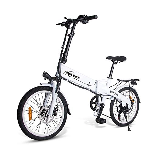 Electric Bike : SAMEBIKE JG20 Smart Folding Electric Moped Bike 20 Inch 250W Motor 8Ah 48V E-Bike Pedal Assist