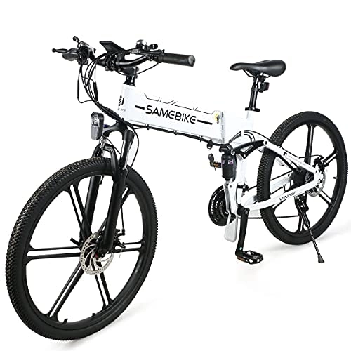 Electric Bike : SAMEBIKE LO26-II 26 inch Ebike Mountain Bike for Adults, Foldable Electric Mountain Bike 48V 10AH Electric Bicycles Shimano 7 gears with TFT Color LCD instrument (white)
