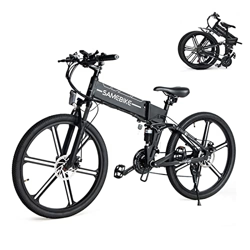 Electric Bike : SAMEBIKE LO26-II Electric Bicycle for Adults 48V 10.4AH Ebike 26 inch Folding Electric Mountain Bikes with SHIMANO 21 Speeds Color LCD Display Black