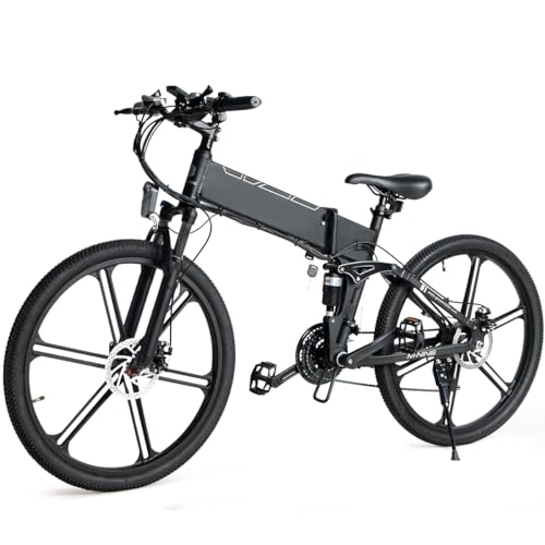 Electric Bike : SAMEBIKES LO26-II Electric Bicycle for Adults 48V 10.4AH Ebike 26 inch Folding Electric Mountain Bikes with SHIMANO 21 Speeds Color LCD Display