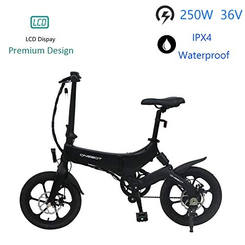 Electric Bike : Sanvaree 16 inch Folding Electric Bike with Pedals, 36V 250W Foldable e-bike with Large Capacity 6.4Ah Lithium-Ion Battery City e-bike, Lightweight Bicycle for Teens and adults (black)