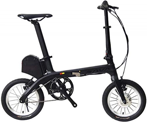 Electric Bike : SAVANE Electric Folding Bicycle, E0 14 Carbon Fiber Frame Folding Bike 36V / 180W E-Bike Fixed Gear Single-Speed Urban Track Mini City Foldable Bicycle