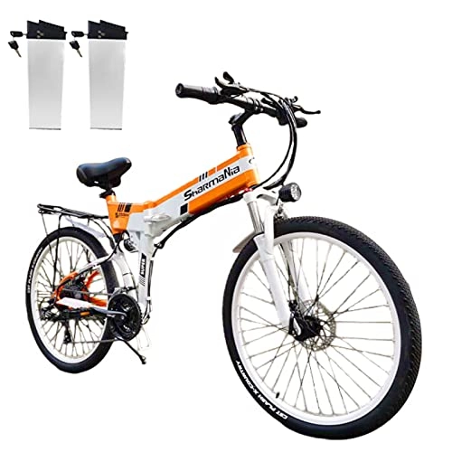 Electric Bike : SAWOO 26 Inch Mountain Electric Bicycle 500w Folding Ebike 48v 12.8ah Removable and Waterproof Two Batteries 21 Speed Road Bicycle