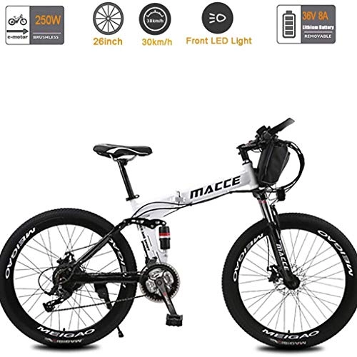 Electric Bike : Seesaw Electric Bike, Road Bike, Spoke Endurance 50 To 60 Km, Adult Folding Electric Bike, 16A, White
