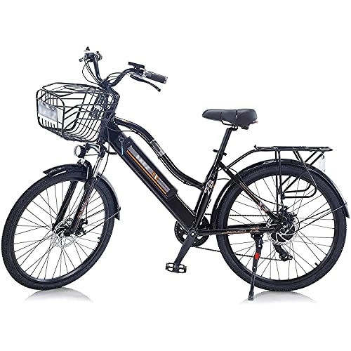 Electric Bike : SFSGH 2021 Upgrade Electric Bikes For Women Adult, All Terrain 26" 36V 350W E-Bike Bicycles Removable Lithium-Ion Battery Mountain Ebike For Outdoor Cycling Travel Work Out(Color:black)