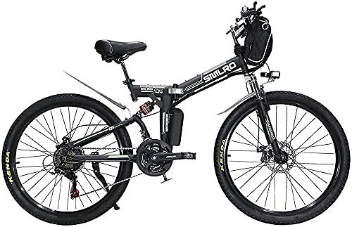 Electric Bike : SFSGH Ebikes For Adults, Folding Electric Bike MTB Dirtbike, 26" 48V 10Ah 350W IP54 Waterproof Design, Easy Storage Foldable Electric Bycicles For Men(Color:Black)