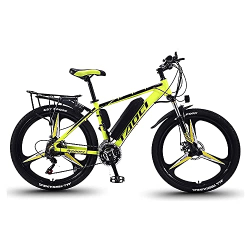 Electric Bike : SFSGH Electric Bikes For Adult, Magnesium Alloy Ebikes Bicycles All Terrain, 26" 36V 350W 8ah / 10ah / 13Ah Removable Lithium-Ion Battery Mountain Ebike For Mens(Size:13ah, Color:yellow)