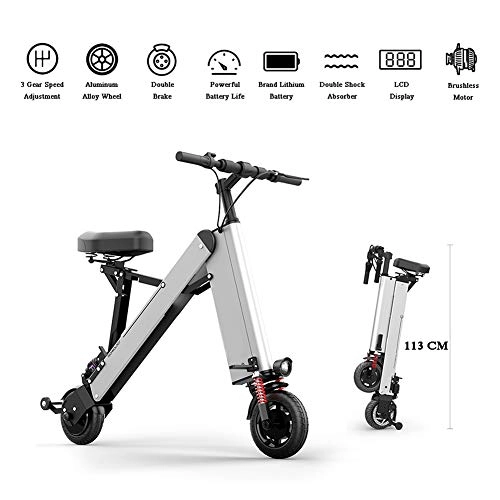 Electric Bike : SFXYJ Folding E-Bike - 36V 11Ah Lithium Ion Battery Electric Bike with 8 Inch Non-Slip Tire - 30KM Battery Life, 350W Brushless Motor Adult Electric Bicycle