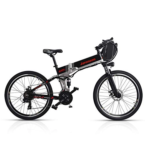 Electric Bike : SHARMA NIA M80 21 Speed Folding Bicycle 48V*350W 26 inch Electric Mountain Bike Dual Suspension With LED Display 5 Pedal Assist (Black Spoke Wheel Double Battery)