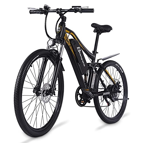 Electric Bike : Sheng Milo M60 electric bike 48V, electric bikes for adults 27 inch, 500W bike pedals, Shimano 7 speed, 17Ah removable lithium battery, double shock absorption, aluminum alloy frame