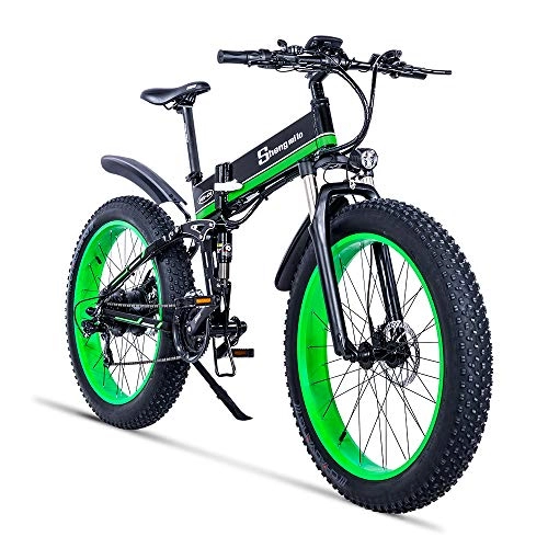 Electric Bike : Shengmilo 500w / 1000w 26' Eelectric Bike Folding E Mountain Bike 48v 13ah (Green, 500w)