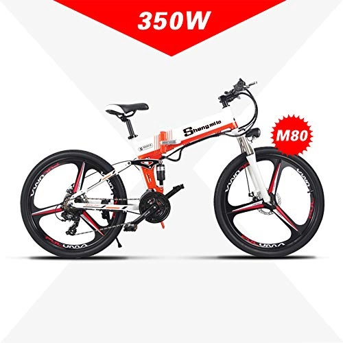 Electric Bike : Shengmilo 500w / 350w Electric mountain bike 12.8ah Mens ebike Folding mtb bicycle Shimano 21speeds (orange 350w)