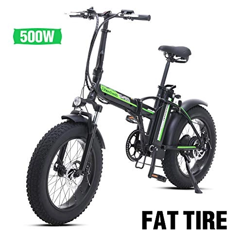 Electric Bike : Shengmilo 500W Electric Foldable Bicycle Mountain Snow E-bike Road Cycling 4 inch Fat Tire SHIMANO 7 Variable Speed 15 ah Battery Included (black)