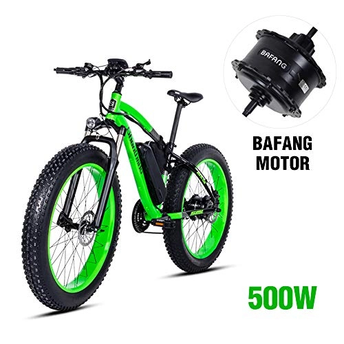 Electric Bike : Shengmilo Bafang Motor 26 Inch Mountain E- Bike, Electric Folding Bicycle, 4 inch Fat Tire (Green)
