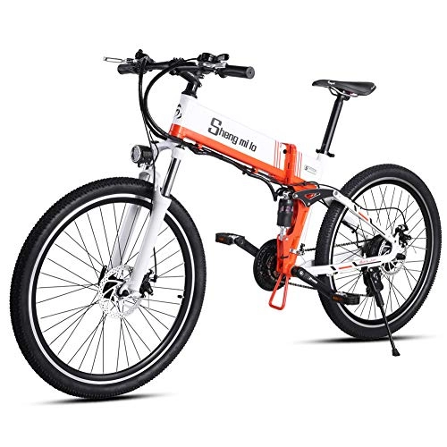 Electric Bike : Shengmilo Electric Bicycle 26 inch Electric Mountain Folding Bicycle, 500W 48V 13Ah Full Suspension and Shimano 21 Speed, Ultra-light Aluminum Body with Rear Frame, M80 Suitable for Adult.