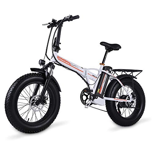 Electric Bike : Shengmilo Electric bicycle E-bike Power-assisted Bicycle for Adult, Electric bike 20 Inch Fat Tire Mountain Bike, Lockable Suspension Fork MX20 e bike (WHITE)