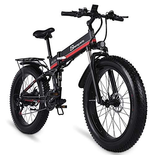 Electric Bike : Shengmilo Electric bicycle E-bike Power-assisted Bicycle for Adult, Electric bike 26 Inch Fat Tire Mountain Bike, Lockable Suspension Fork MX01 e bike (RED)