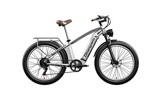 Electric Bike : Shengmilo Electric Bike MX03&MX05, Fat Tire Electric Bike For Adults, Electric Mountain Bike with 3 Riding Modes, 48V 15Ah Removable Battery, Hydraulic Disc Brakes (silvery)