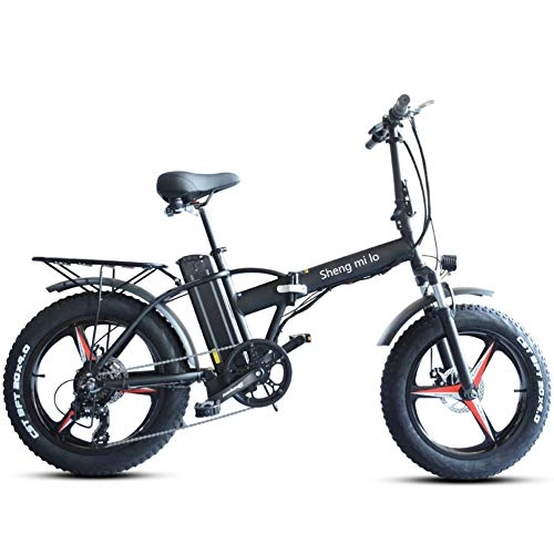 Electric Bike : Shengmilo Electric Bikes for Adult, ebikes 20" Electric Bicycle with Removable 48V Lithium-Ion Battery for Adults, 7 Speed Shifter, Foldable
